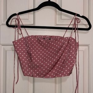 NWT ZARA Pink Polkadot Crop Top